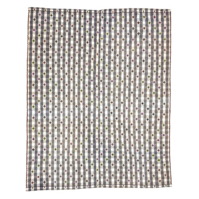 Vintage Turkish Cotton Kilim Rug-5'10'x7'4" For Sale