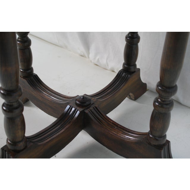 1930s American Walnut Hexagonal Victorian Style Center Table in Solid Wood For Sale - Image 11 of 12