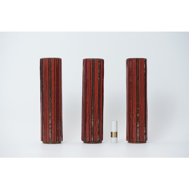 Metal Mid-Century Modern Pottery Mosaik Red Vases from Ritter, 1960s, Set of 3 For Sale - Image 7 of 16