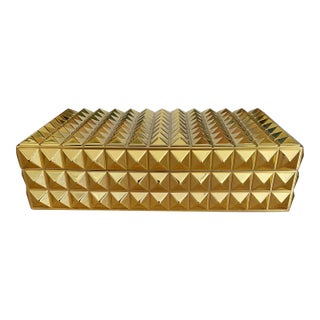 l'Objet 24k Gold-Plated Box With Suede Interior - Modern Decorative Objet For Sale