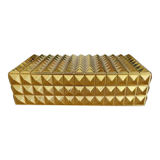 l'Objet 24k Gold-Plated Box With Suede Interior - Modern Decorative Objet For Sale