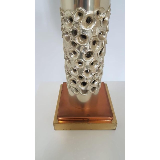 Brutalist Table Lamp in Silver-Plated Aluminum by Willy Luyckx for Aluclair, 1960s For Sale - Image 4 of 13