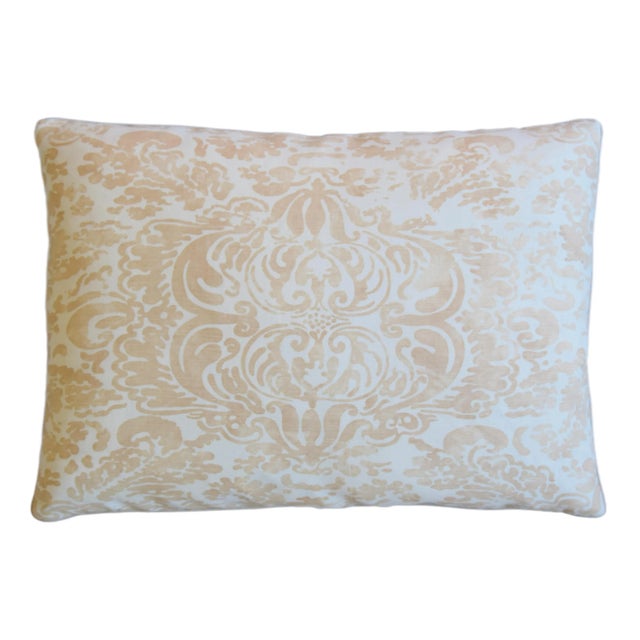 Custom-tailored pillow in Quadrille Textiles "China Seas San Marco" printed linen fabric. Tan linen fabric back. Custom...