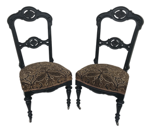 Set of Black Side Chairs, 19th Century