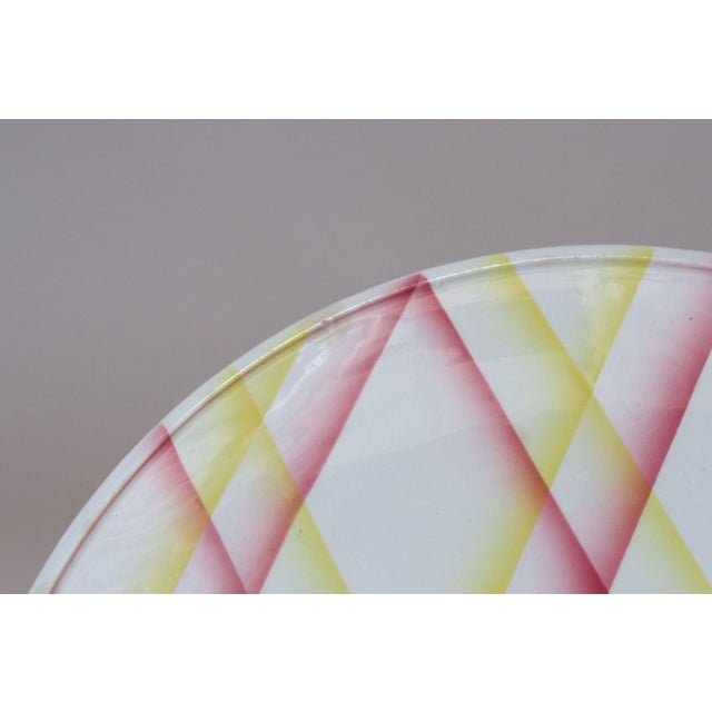 Vintage German Ceramic Cake or Pie Plate / Round Trivet With Diamond Argyle / Lattice Pattern For Sale - Image 11 of 18