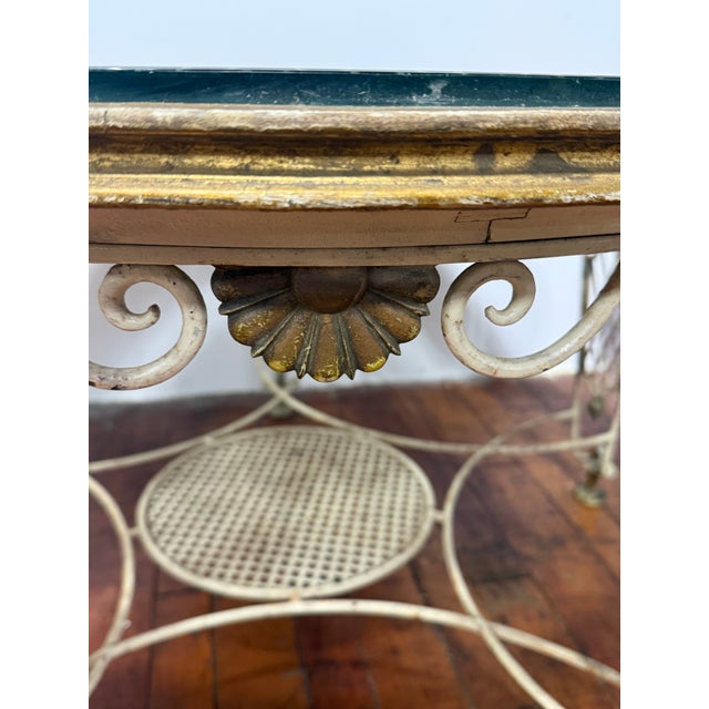 1940s René Drouet Style French Mid-Century Iron and Eglomise Mirror Table For Sale - Image 5 of 11