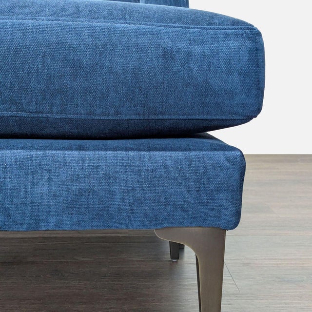 West Elm West Elm Blue Sectional Sofa With Right Chaise For Sale - Image 4 of 6