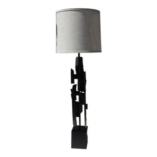 1960s Brutalist Harry Balmer Iron Table Lamp For Sale