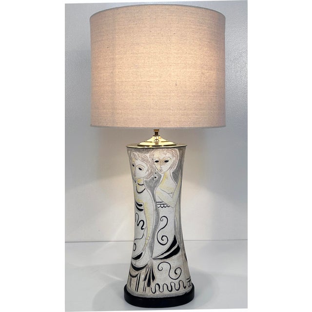 Original Fantoni Studio Lamp circa 1955 (and not a later conversion). 29.25" x 7.5" wide and 5" deep. Unique pinched oval...