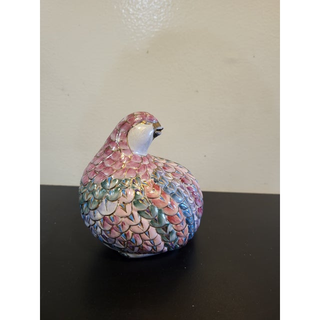 Gorgeous and rare vintage Toyo porcelain quail figurine.nThis handpainted piece showcases a beautiful and unique color...