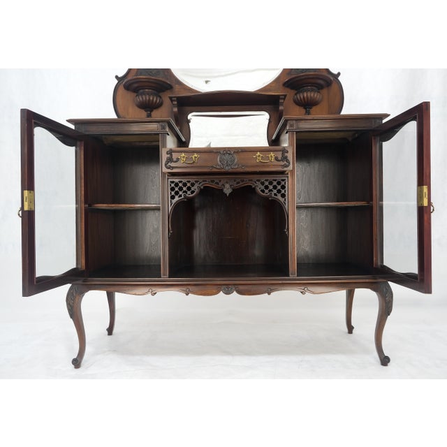 Antique Victorian Oval Mirrored Back Parlor Cabinet Etagere Display Case For Sale - Image 4 of 12