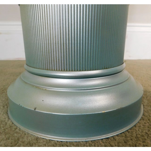 Hollywood RegencySilver & Teal Eglomisé Urn Table Lamps - a Pair For Sale - Image 11 of 12