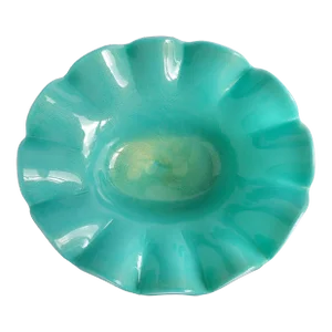 Murano Vintage Jade Green Gold Flecks Italian Art Glass Large Ruffle Rim Footed Centerpiece Bowl