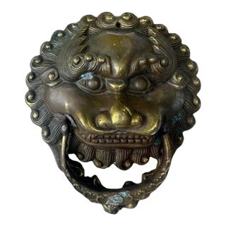 Solid Brass Vintage Lion Door Knocker Home Decor For Sale