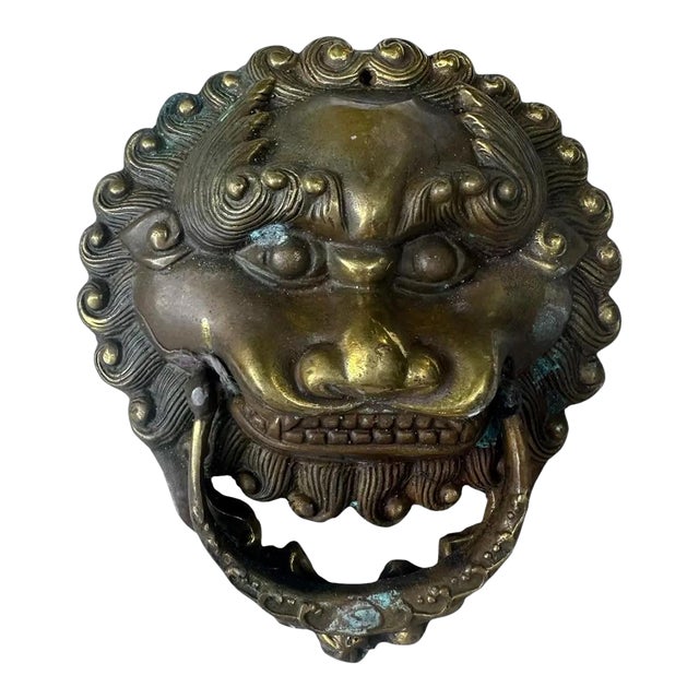 Solid Brass Vintage Lion Door Knocker Home Decor For Sale