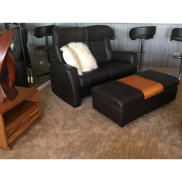 Chocolate Fjords Amsterdam Brown Leather Scandinavian Storage Bench and Coffee Table For Sale - Image 8 of 12