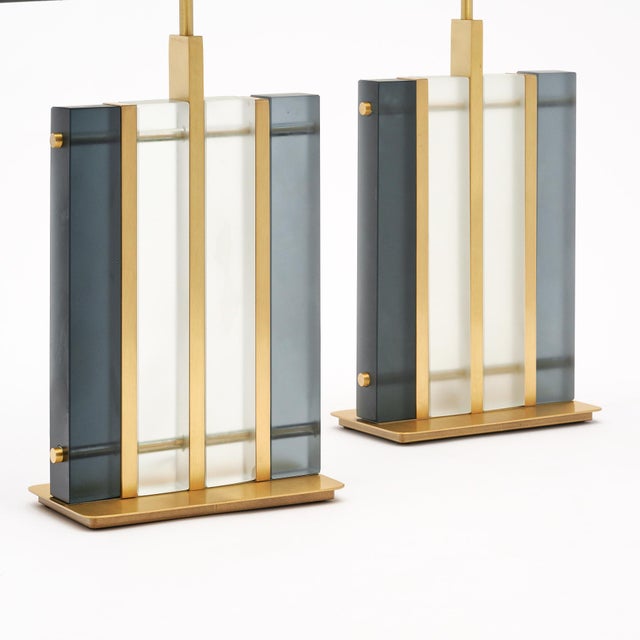 Modern Murano Glass Gray “Tormalina” Slab Lamps For Sale - Image 3 of 8