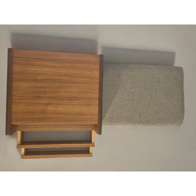 Mid-Century Scandinavian Teak and Green Fabric Entryway Bench, 1960s For Sale - Image 12 of 13