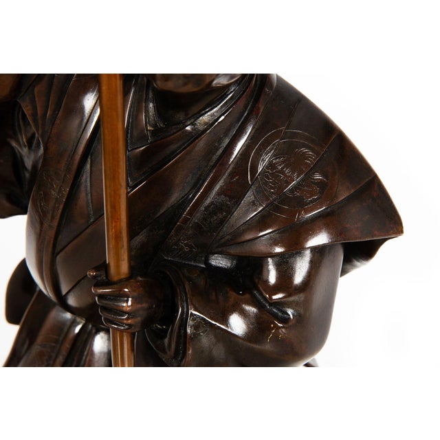 Brown A Fine Japanese Meiji Period Antique Bronze Sculpture of a Samurai Warrior For Sale - Image 8 of 18