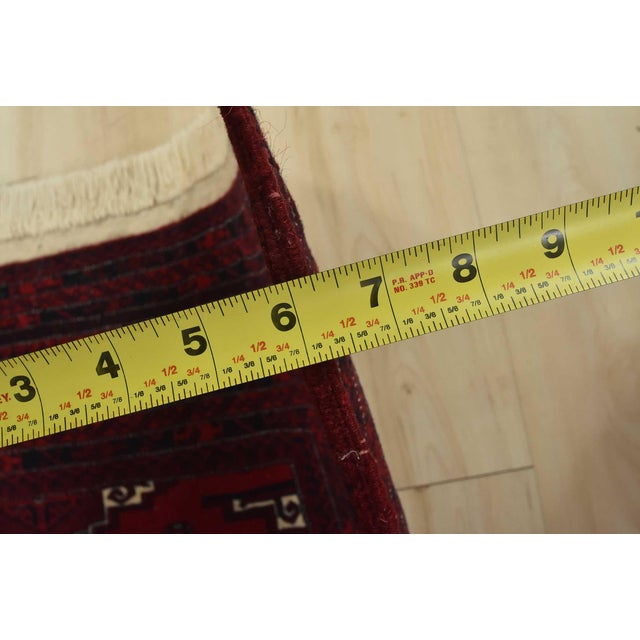 Turkmen Rug 4’4” X 6′ Red Wool Vintage Tribal Hand-Knotted Oriental Carpet For Sale - Image 10 of 12