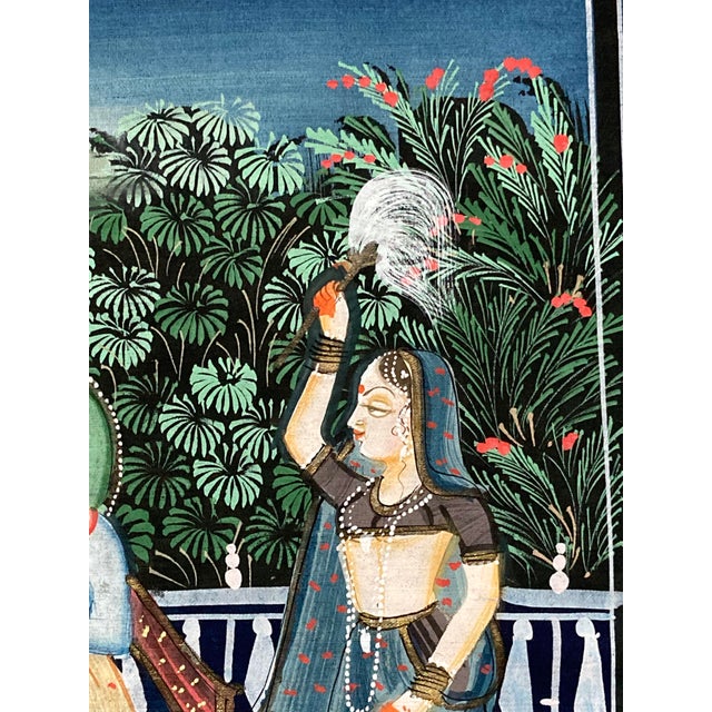 Indian Painting on Silk Depicting Toilette, 1960s For Sale - Image 9 of 13