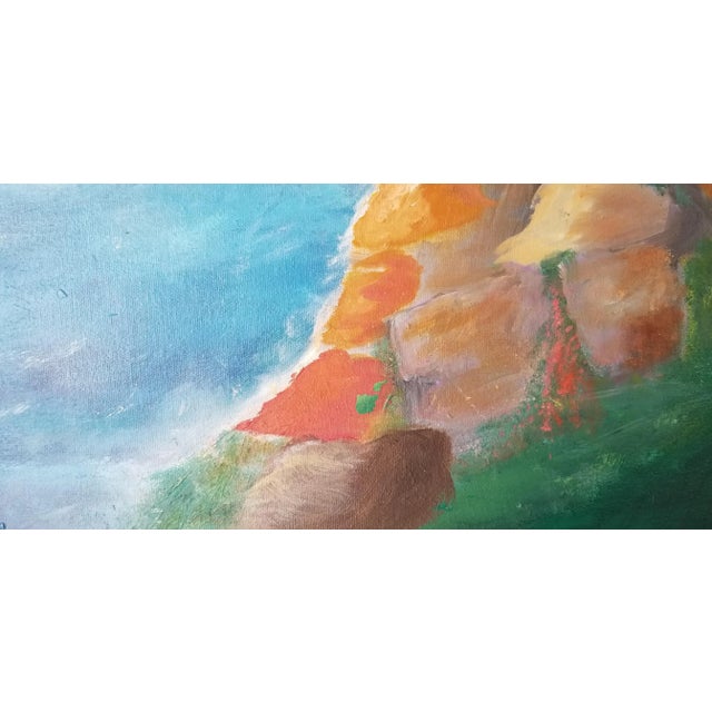 1970s Coastal Mountain Landscape Oil Painting by Luci Rosenberg, Framed For Sale - Image 10 of 11