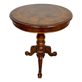 Round Occasional Table with Inlaid Top, 1920s For Sale