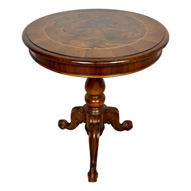 Round Occasional Table with Inlaid Top, 1920s For Sale