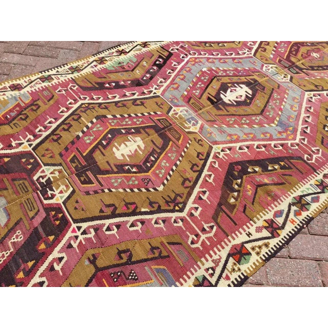Vintage Rustic Turkish Kilim Runner - 58" X 127.5" For Sale - Image 4 of 10