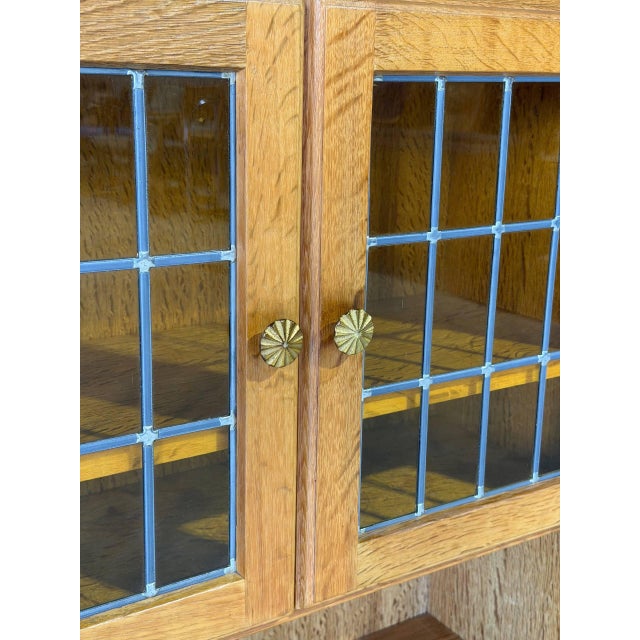 Oak Glass Cabinet With Open Shelf Danish Mid-Century Modern 1960s For Sale In Los Angeles - Image 6 of 11