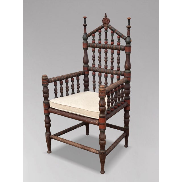 Antique Swedish Bobbin Country Throne Armchair, 1800 For Sale - Image 14 of 15