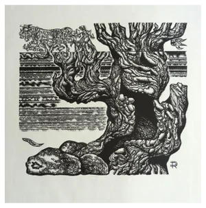 Dainis Rozkalns, Grandfather Tree, 1982, Linocut
