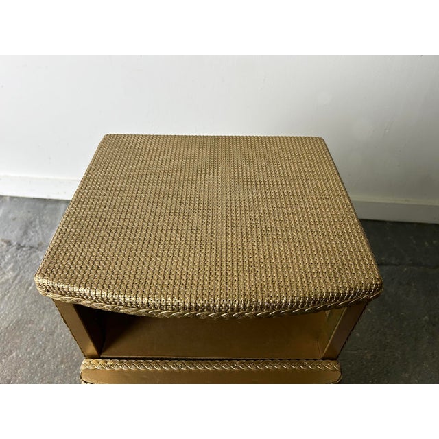 Vintage Bedside Cabinet in Champagne Gold Woven Fibre from Lloyd Loom, 1940s For Sale - Image 10 of 11