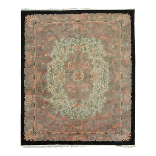 Antique Chinese Hooked Rug With Floral Medallion & Vine Design - Rug & Kilim For Sale