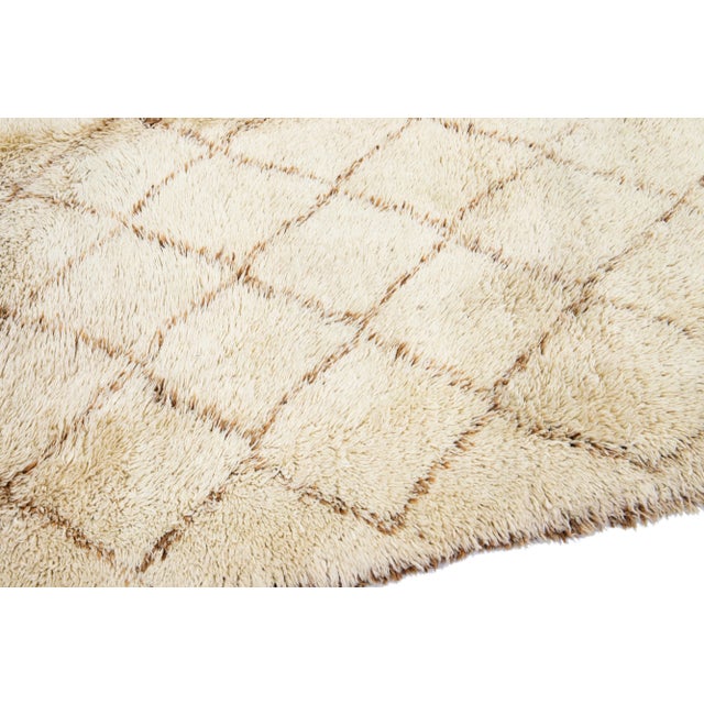 Beige Vintage Moroccan Handmade Tribal Wool Rug For Sale In New York - Image 6 of 12