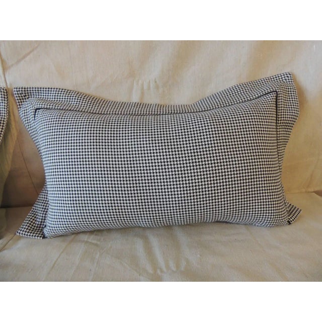 Art Deco Black and White Hounds-Tooth Lumbar Decorative Pillows From Portugal - A Pair For Sale - Image 3 of 6