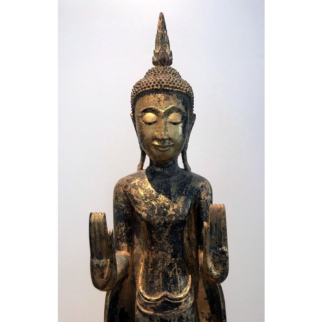 Gold Antique Giltwood Buddha Statue Southeast Asia For Sale - Image 8 of 12