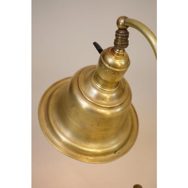 1920s Miller Lamp Arts & Crafts Craftsman Solid Brass Bell Shade Industrial Table Lamp For Sale - Image 9 of 12