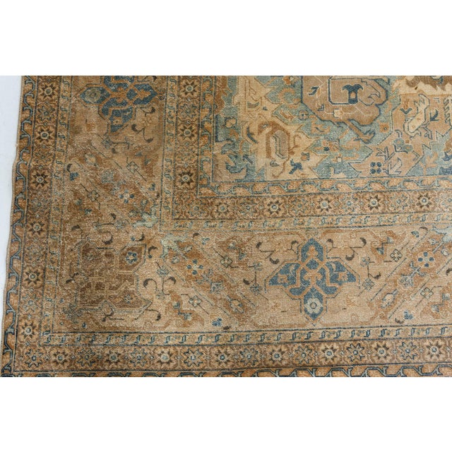 Textile Persian Tabriz Botanic Light Blue, Cream and Rust Handwoven Wool Rug For Sale - Image 7 of 7