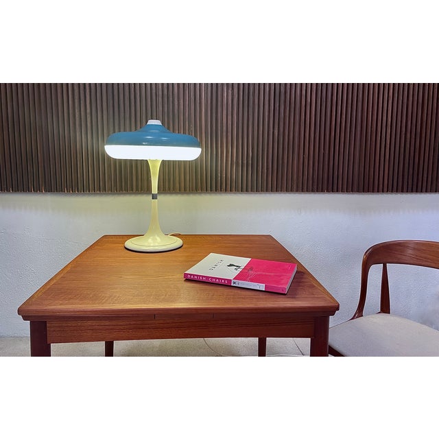 Large Metal and Plastic Siform Table Lamp from Siemens, 1960s For Sale - Image 9 of 18