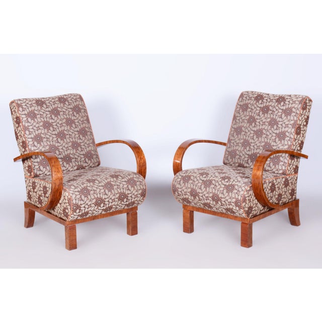 Art Deco Czech High Gloss Armchairs with Backhausen Fabric, 1920s, Set of 2 For Sale - Image 11 of 11