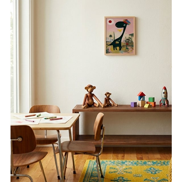Illustration Colorful Playful Dinosaur Framed Art Print for Children by P. L. Bradbury For Sale - Image 3 of 3