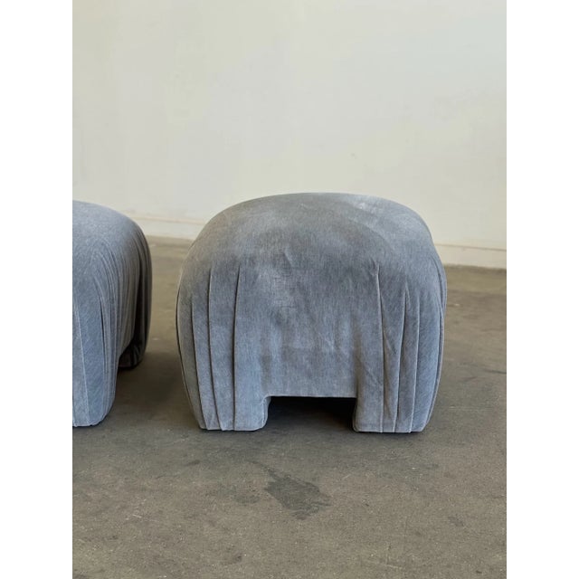 Late 20th Century Gathered Mid Century Modern Ottoman (Pair) For Sale In Los Angeles - Image 6 of 12