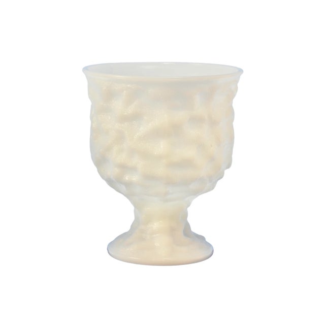 White Milk Glass Textural Pedestal Bowl For Sale - Image 4 of 4