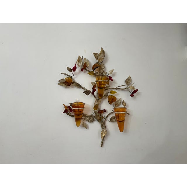 Italian Murano Glass and Florentine Tole Wall Sculpture by Jordan, 1950s For Sale - Image 10 of 15