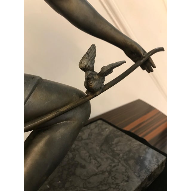 French Art Deco Female Sculpture on Marble For Sale - Image 11 of 13