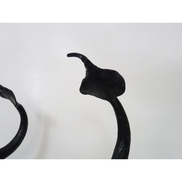Black Wrought Iron Dragon Andirons, 1940s, Set of 2 For Sale - Image 8 of 10