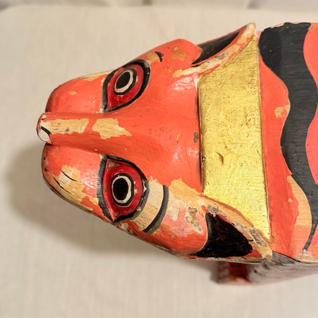 Mid-Century Artist Signed Carved Folk Art Tiger Footstool For Sale In Mobile - Image 6 of 12