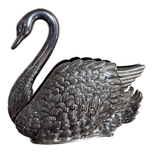 Vintage Italian Metal Swan Figurine Planter Napkin Letter Holder