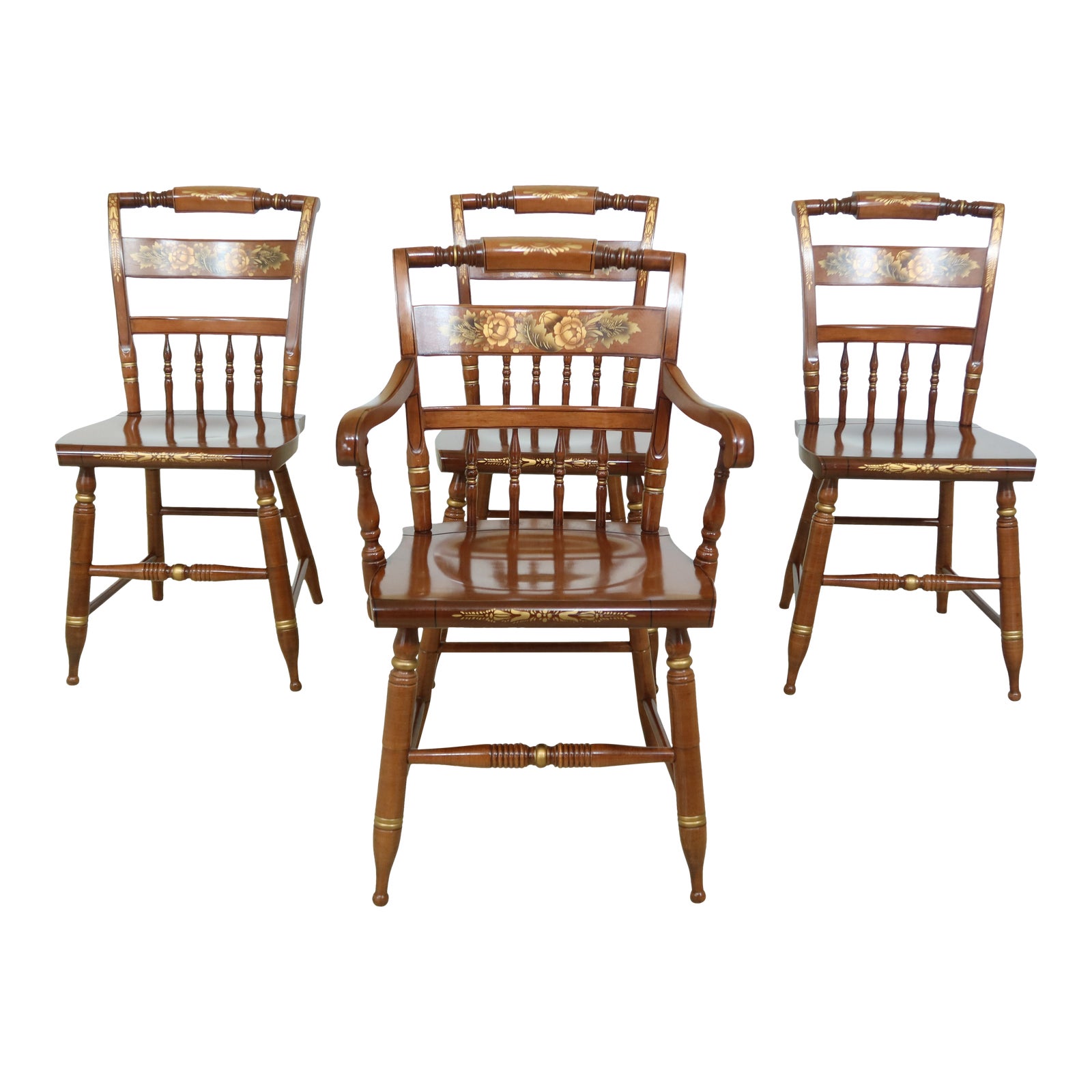 Set of 4 Hitchcock Stenciled Solid Maple Dining Room Chairs Chairish